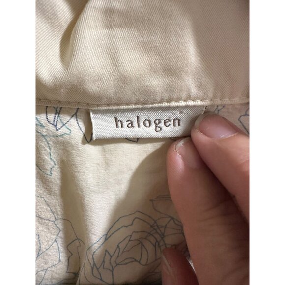 ✌️ 2/$40 Vintage Style Halogen Cream Button-Up Jacket With Collar & Pockets sz L - Picture 6 of 11